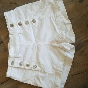 American Eagle White Double-Button Up Shorts